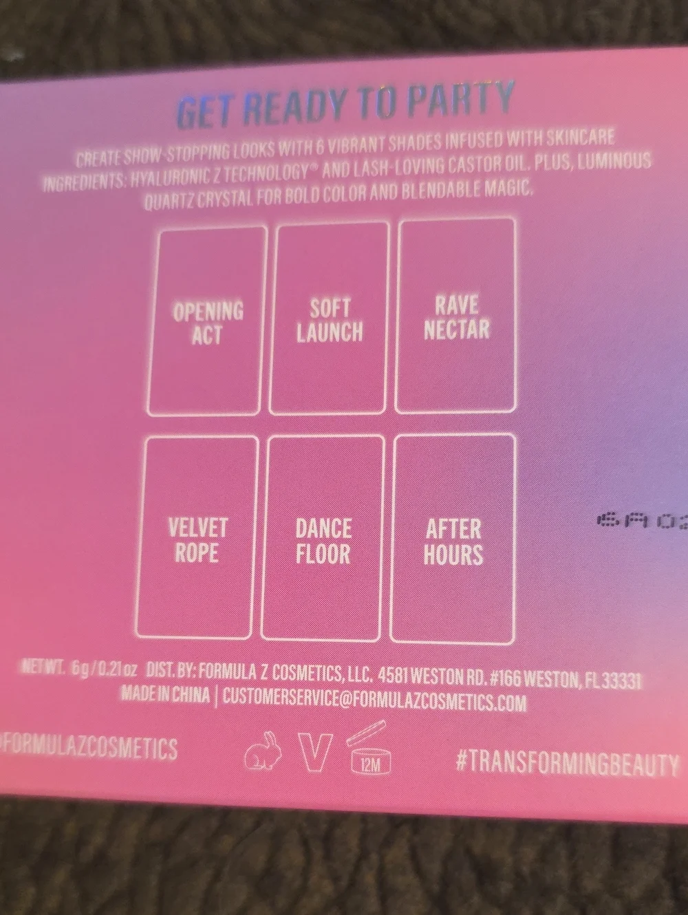 Formula Z Party Diva Eye Shadow Palette